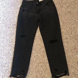 Wishlist brand black boyfriend/mom jeans distressed NWT size Large